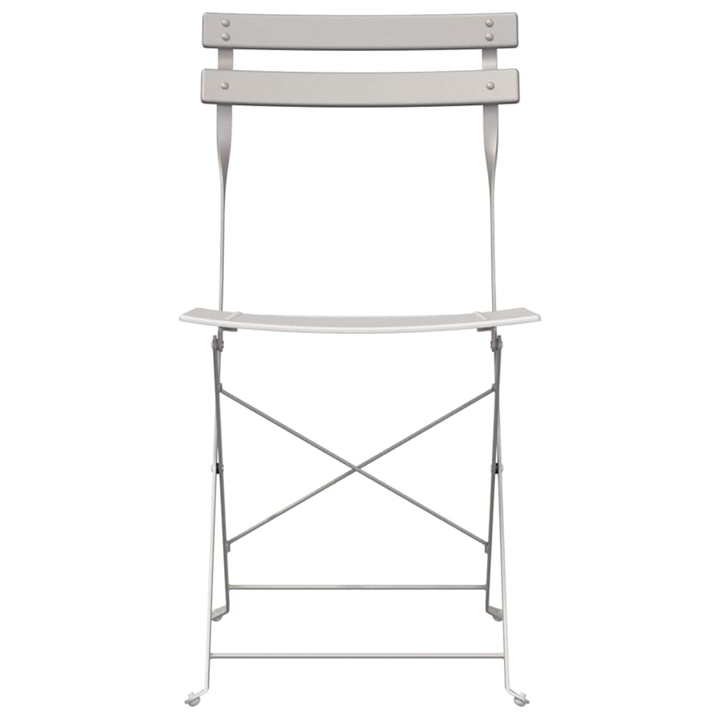 vidaXL Garden Folding Chair 2 pcs Beige Metal 5