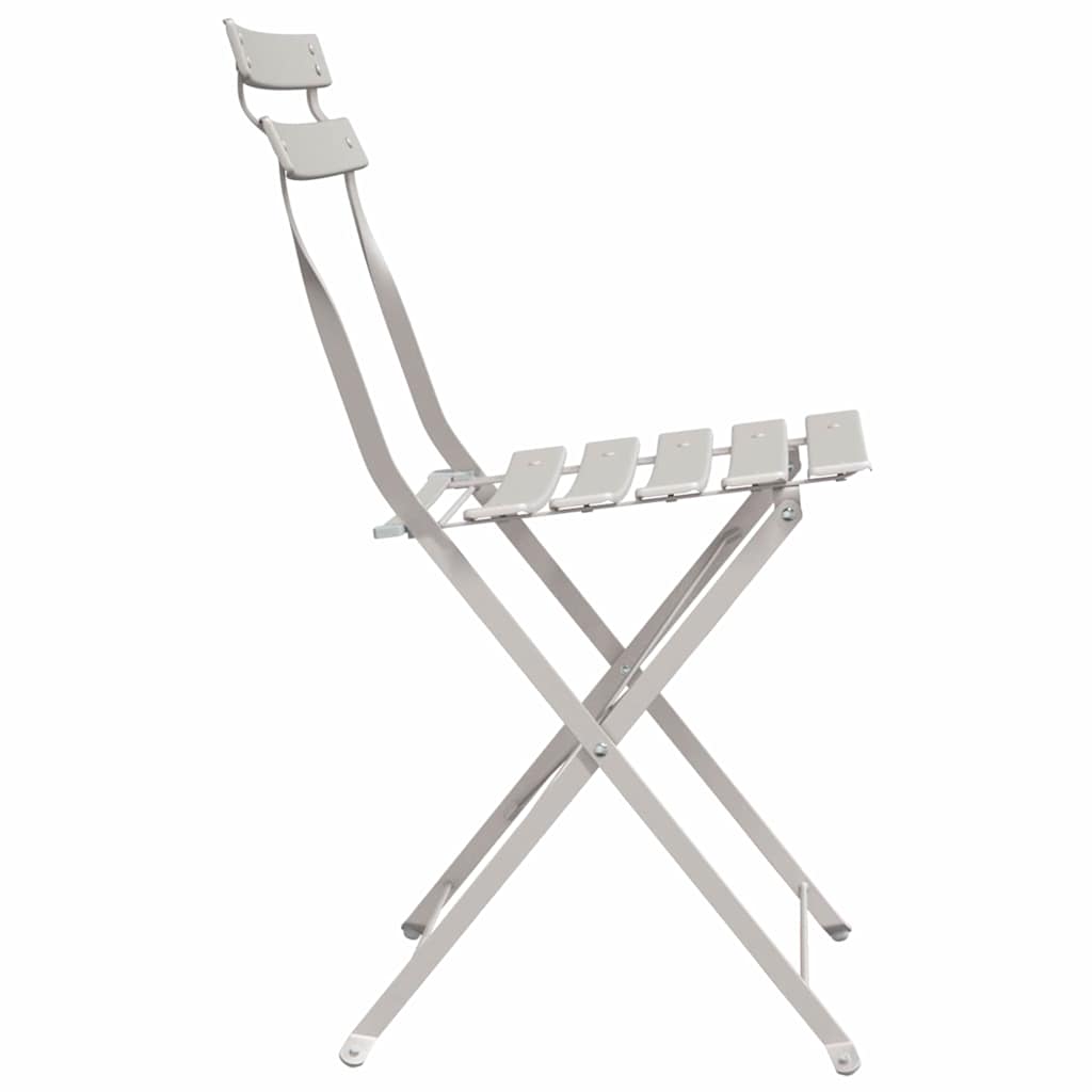vidaXL Garden Folding Chair 2 pcs Beige Metal 6