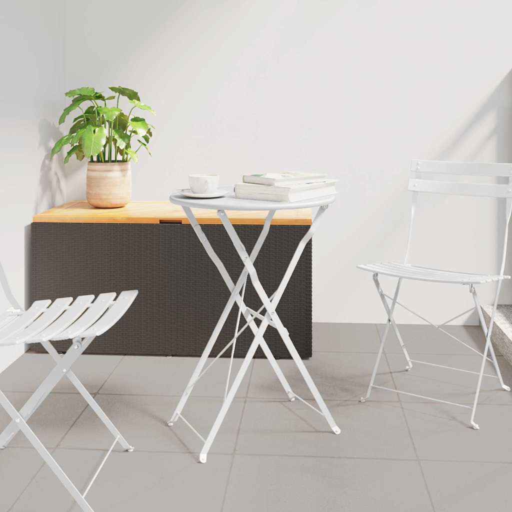 vidaXL Bistro Table Folding White Ø 50 x 71 cm Powder-coated Steel 1