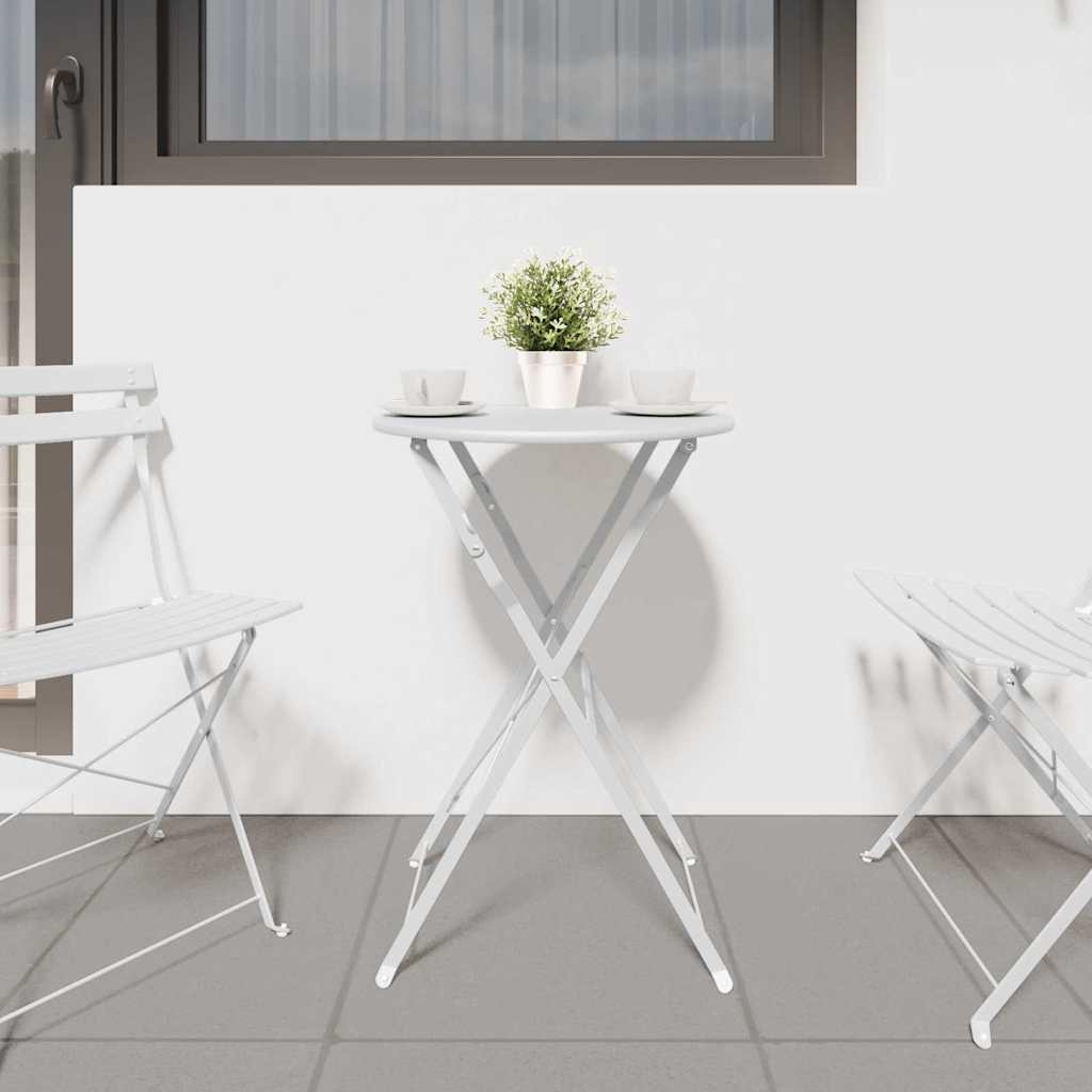 vidaXL Bistro Table Folding White Ø 50 x 71 cm Powder-coated Steel 3