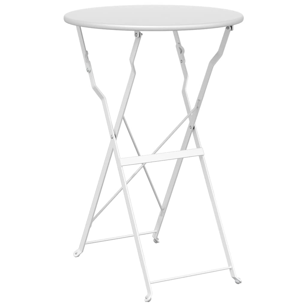 vidaXL Bistro Table Folding White Ø 50 x 71 cm Powder-coated Steel 2