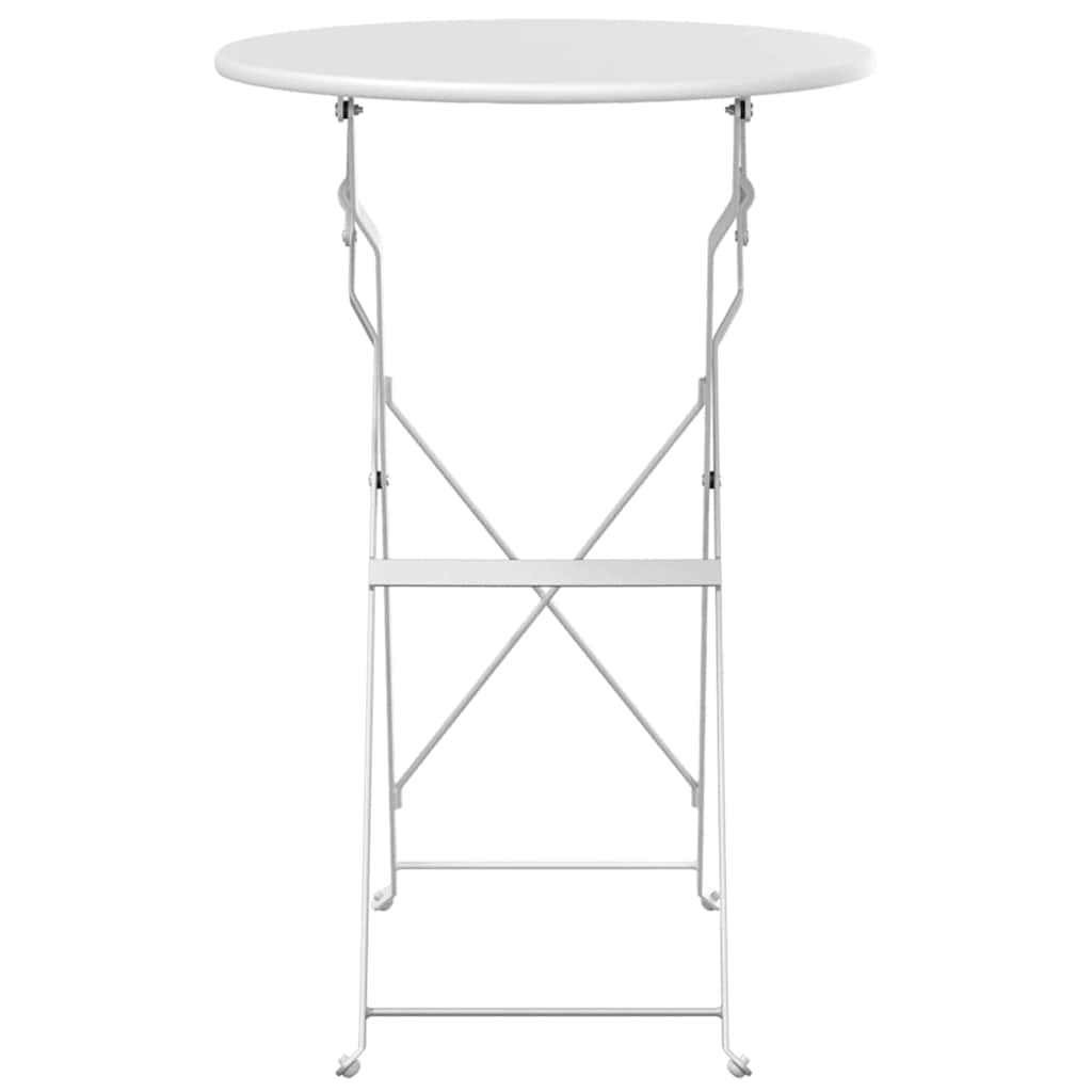 vidaXL Bistro Table Folding White Ø 50 x 71 cm Powder-coated Steel 4