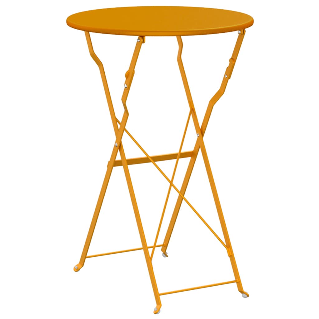 vidaXL Bistro Table Folding Mustard Ø 50 x 71 cm Powder-coated Steel 6