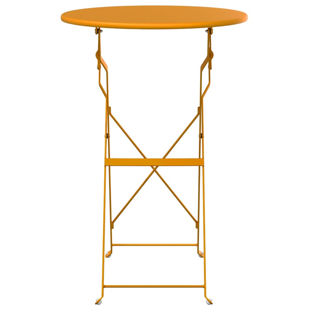 vidaXL Bistro Table Folding Mustard Ø 50 x 71 cm Powder-coated Steel 4