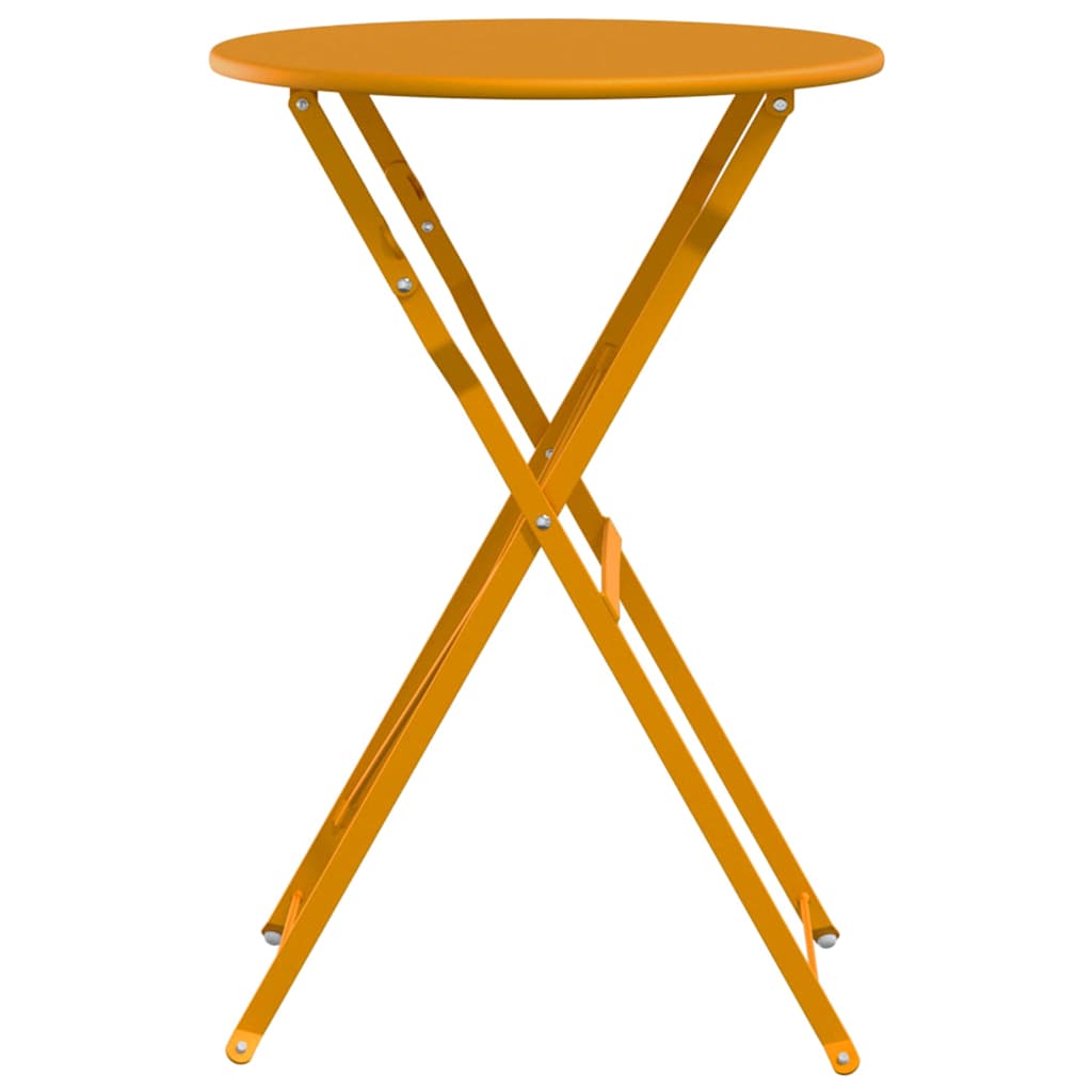 vidaXL Bistro Table Folding Mustard Ø 50 x 71 cm Powder-coated Steel 5