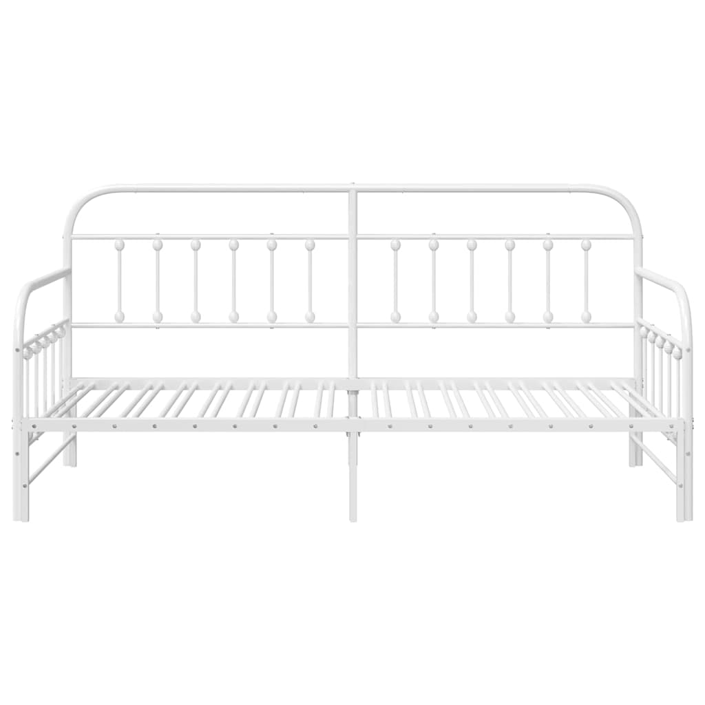 Daybed Frame White Powder-Coated Steel with Trundle 90 cm 190 cm