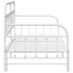 Daybed Frame White Powder-Coated Steel with Trundle 90 cm 190 cm