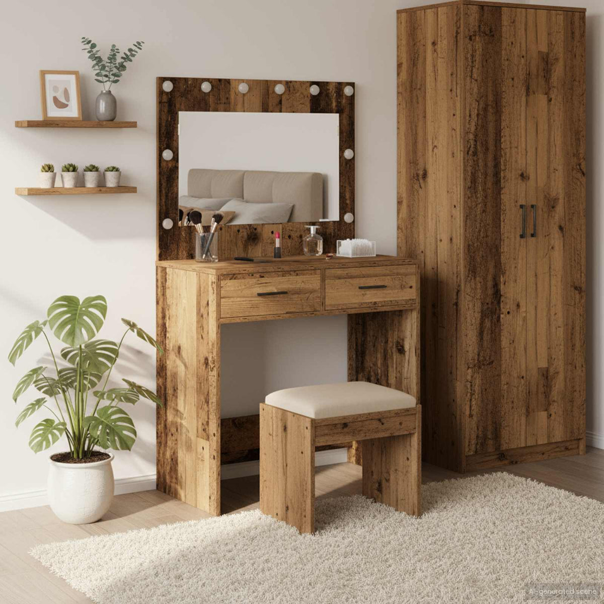 vidaXL Dressing Table Old Wood 78.5 x 41 x 135 cm Engineered Wood 1