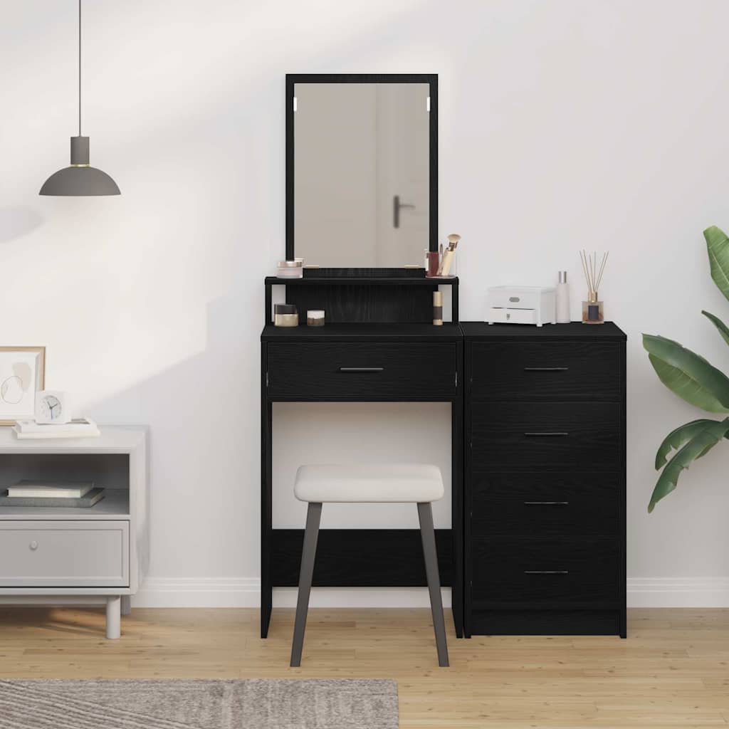 vidaXL Dressing Table Black Oak 50 x 41 x 140 cm Engineered Wood 4