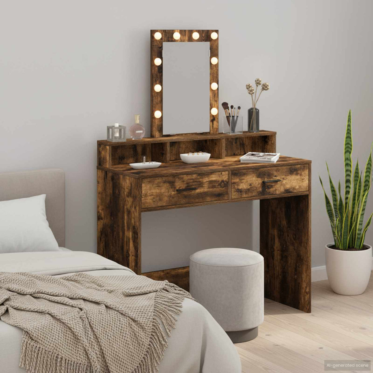 vidaXL Dressing Table Brown Engineered Wood 100 x 41 x 140 cm