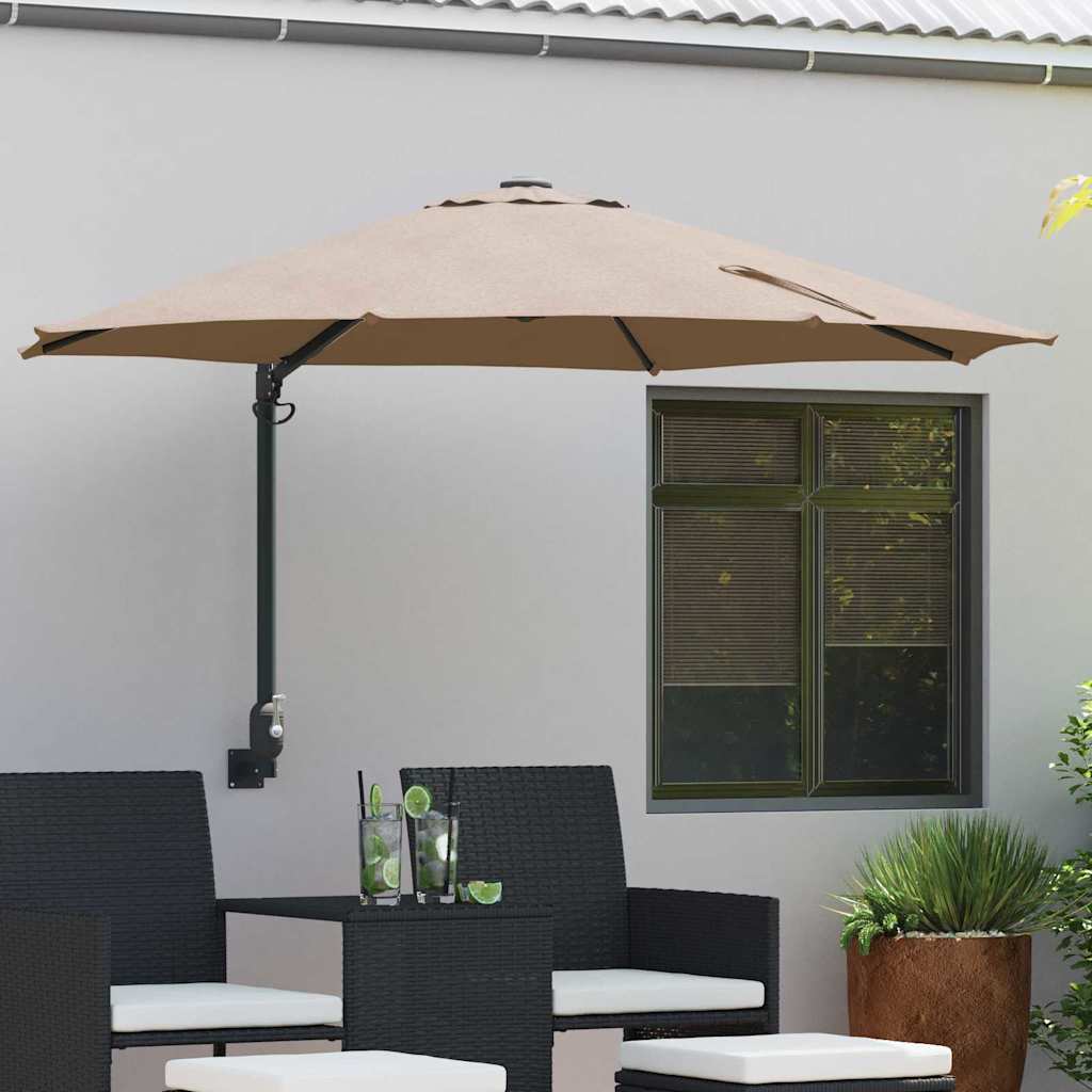 vidaXL Garden Parasol 248 x 248 x 148 cm Polyester and Steel Taupe 1
