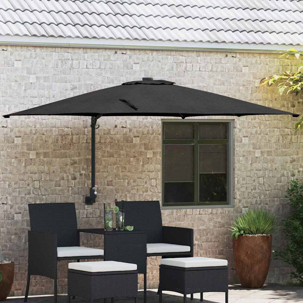 vidaXL Garden Parasol Black 248.5 x 247.5 x 160 cm Polyester and Steel 1