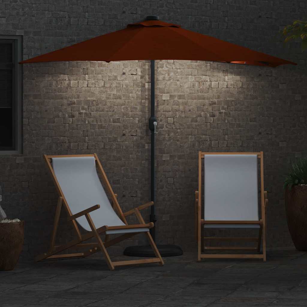 Garden Parasol 294 x 150 x 224 cm Polyester and Steel Terracotta