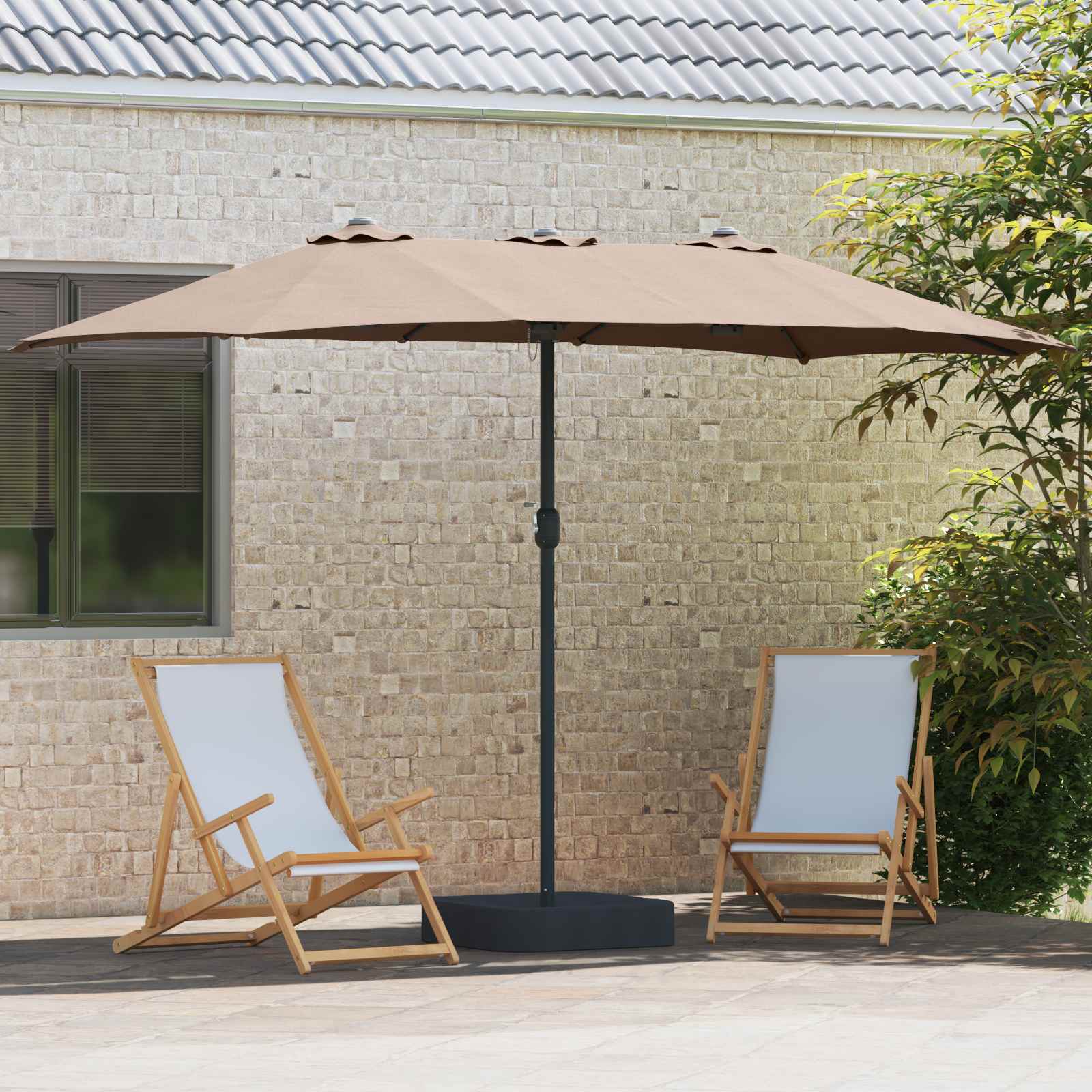 vidaXL Garden Parasol 385 x 209 x 244 cm Polyester Taupe 3