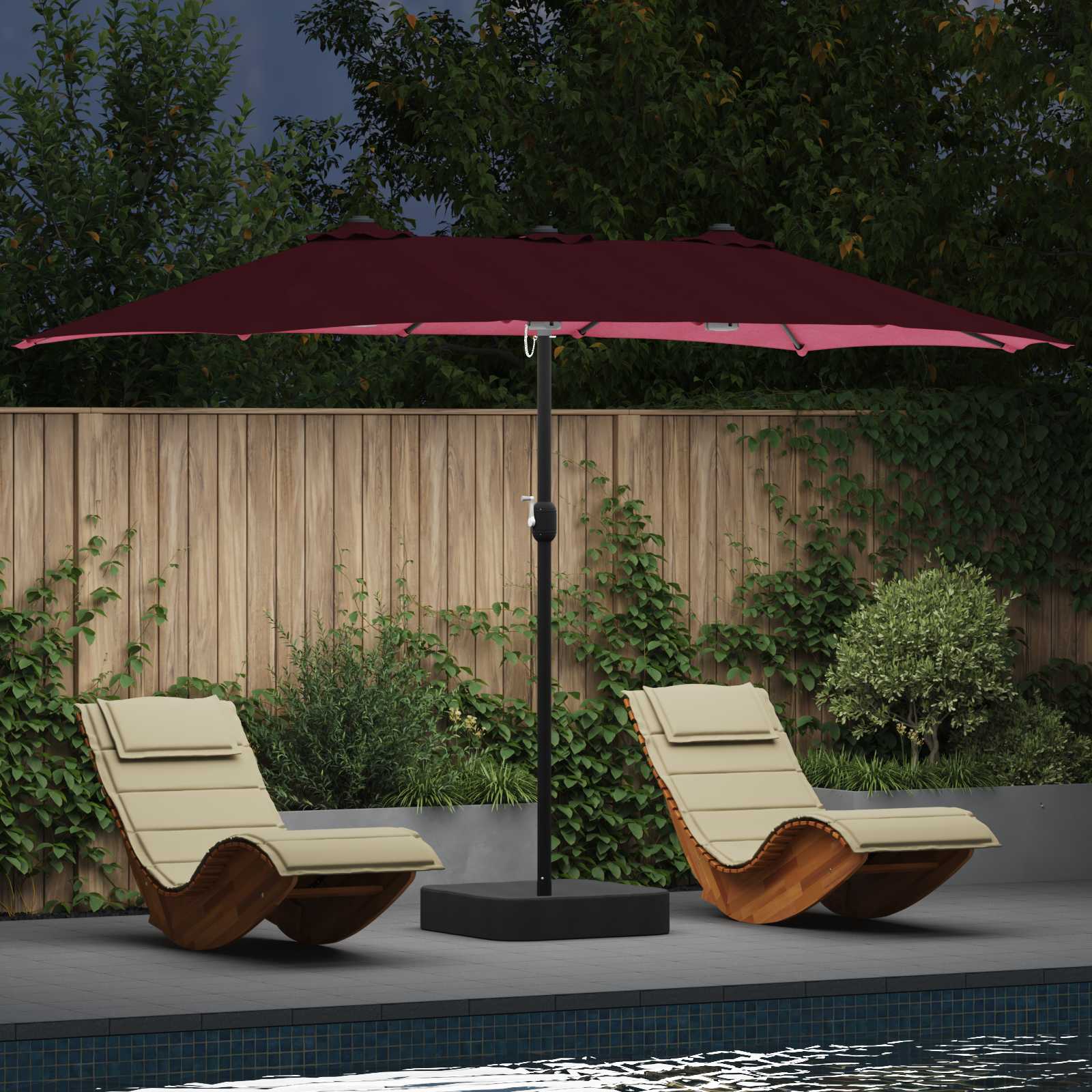 vidaXL Garden Parasol Bordeaux Red 385 x 209 x 244 cm Polyester 1