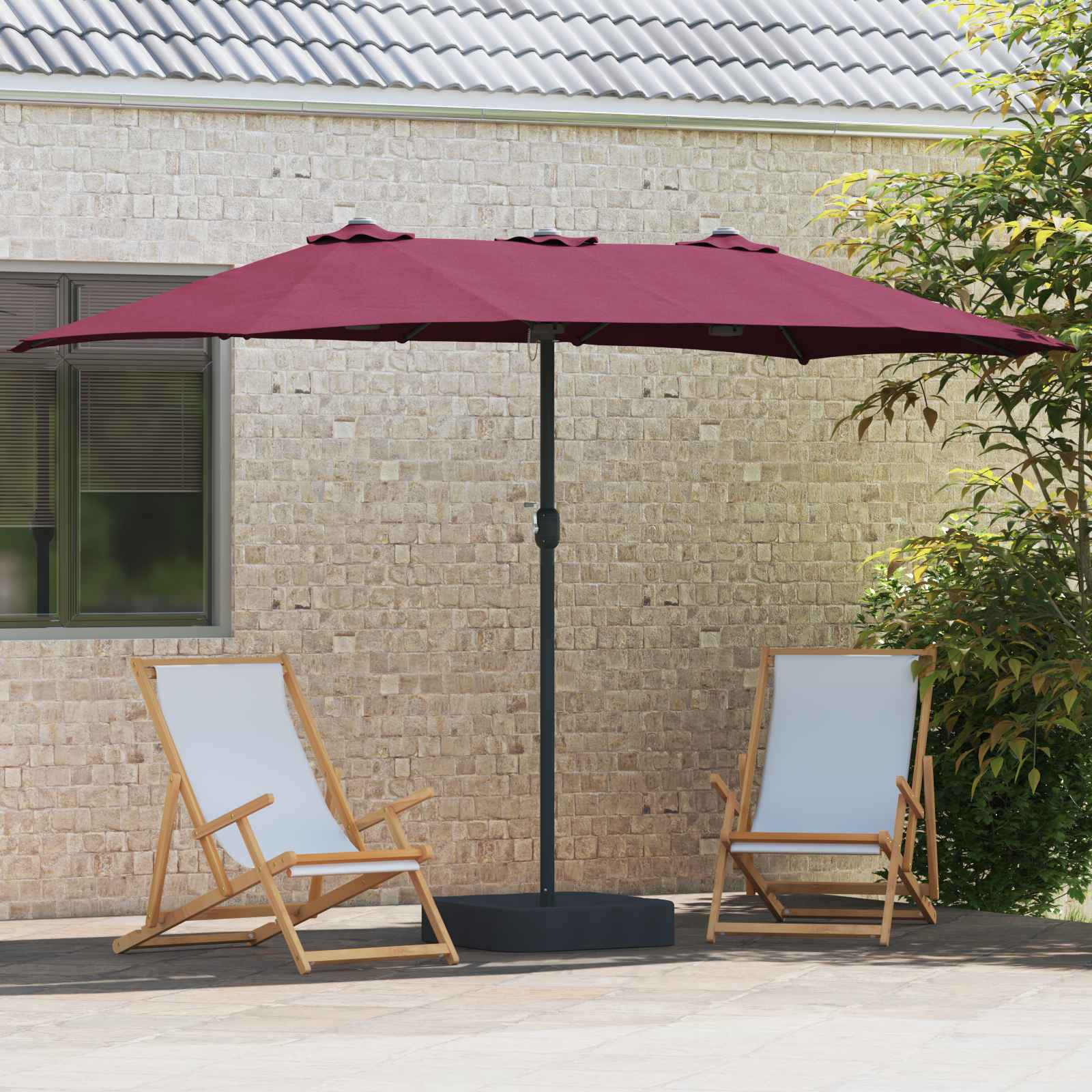 vidaXL Garden Parasol Bordeaux Red 385 x 209 x 244 cm Polyester 3