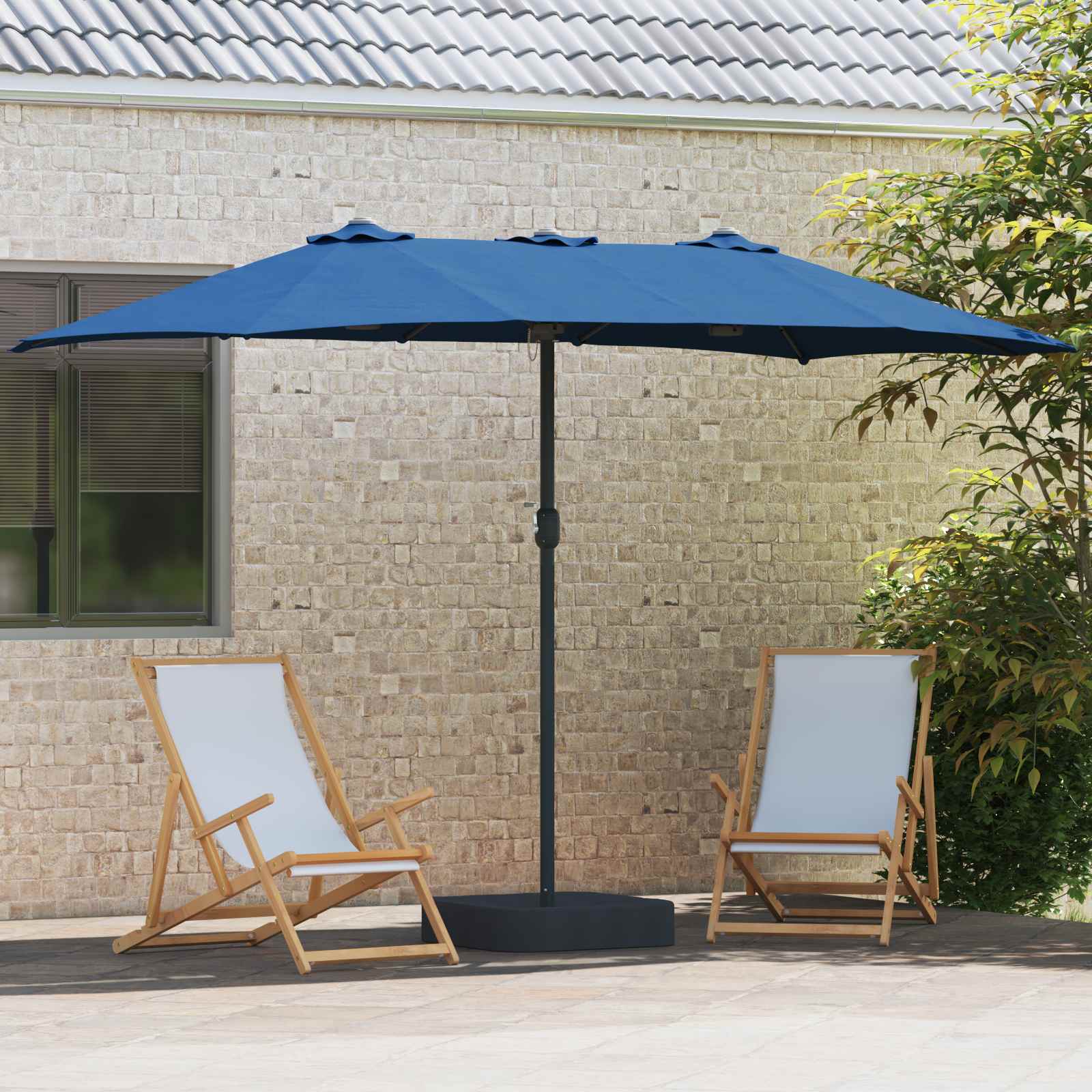vidaXL Garden Parasol 385 x 209 x 244 cm Polyester Azurblau 3