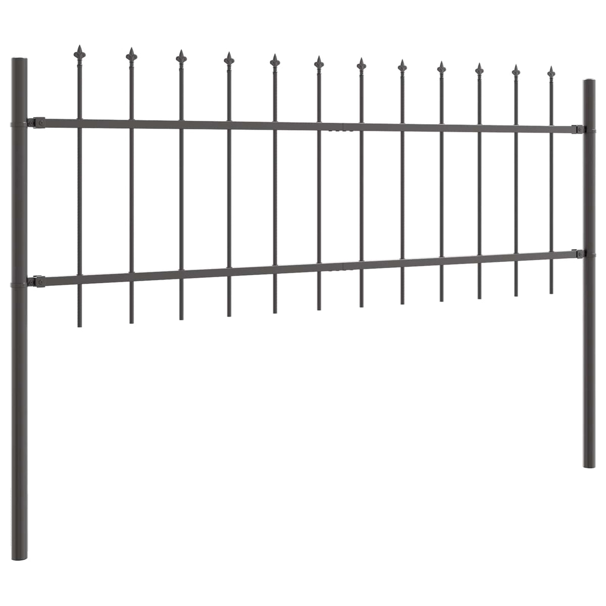 Garden Fence WOERDEN 1.7 x 0.6 m Powder-coated Steel Grey Height 60 cm 340 cm