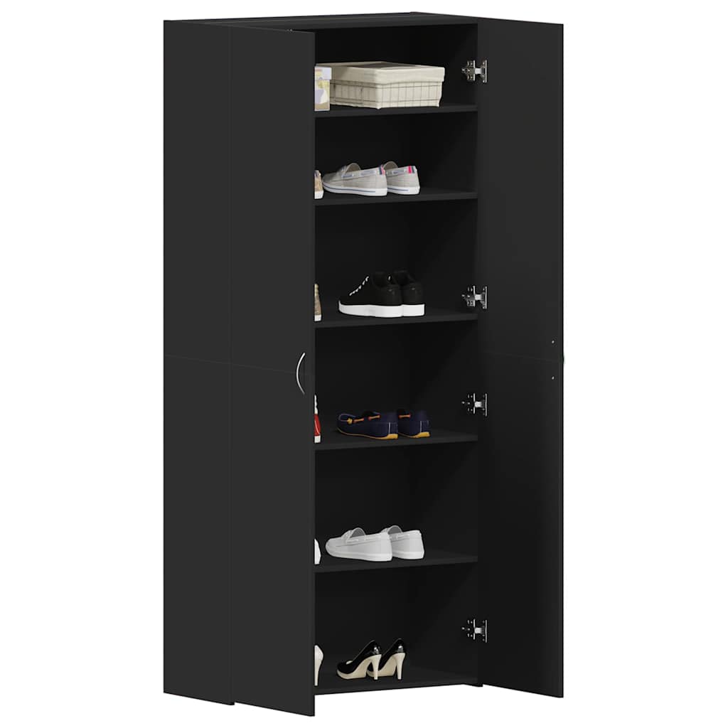 vidaXL Shoe Cabinet 80 x 35.5 x 180 cm Engineered Wood Black 3