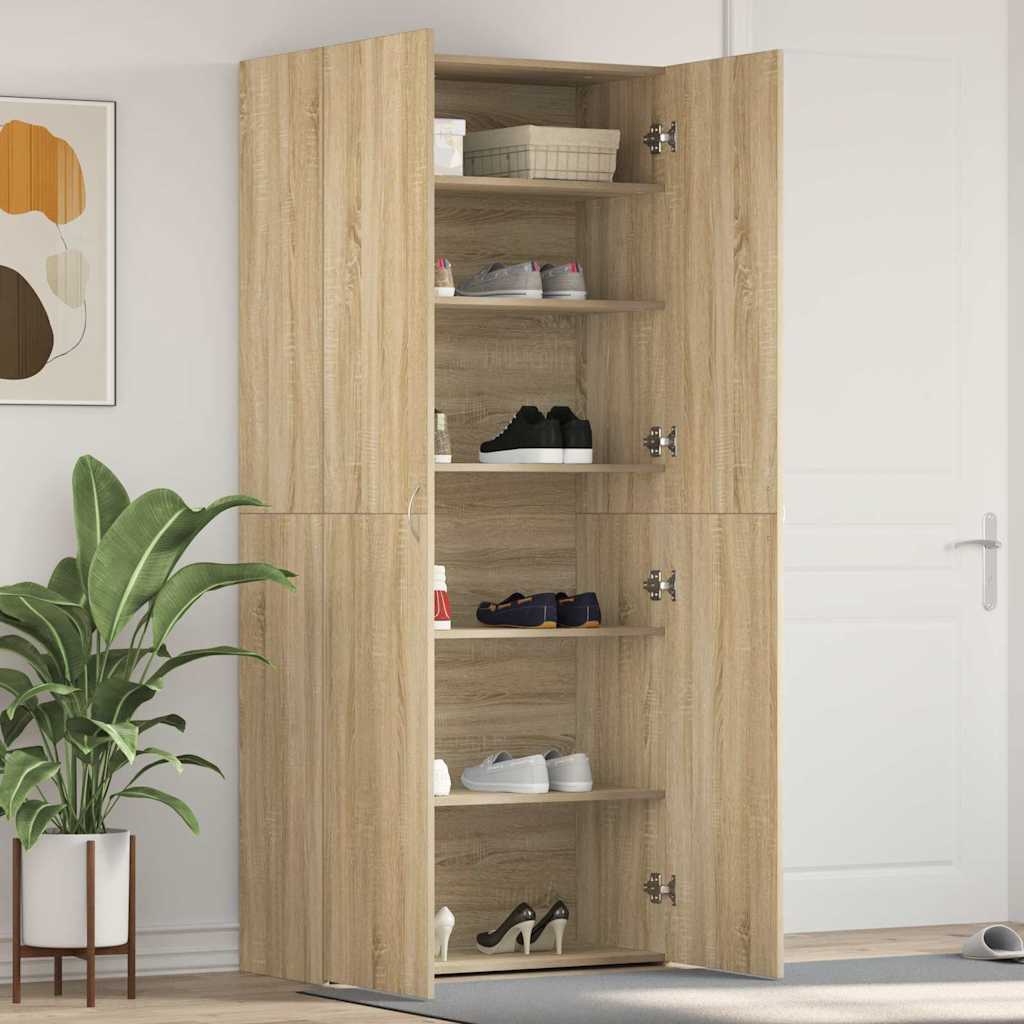 vidaXL Shoe Cabinet 80 x 35.5 x 180 cm Engineered Wood Brown 1