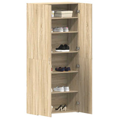 vidaXL Shoe Cabinet 80 x 35.5 x 180 cm Engineered Wood Brown 3