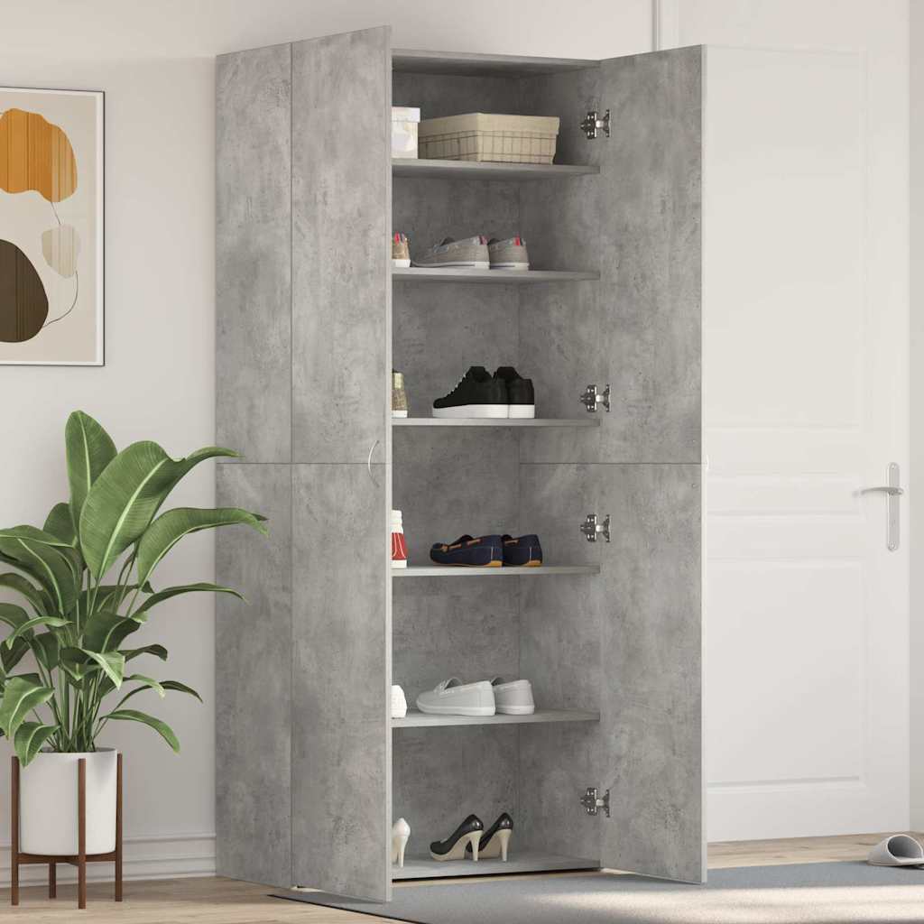 vidaXL Shoe Cabinet 80 x 35.5 x 180 cm Engineered Wood Grey 1