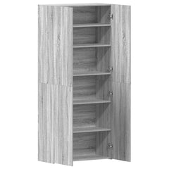 vidaXL Shoe Cabinet 80 x 35.5 x 180 cm Engineered Wood Grey 5