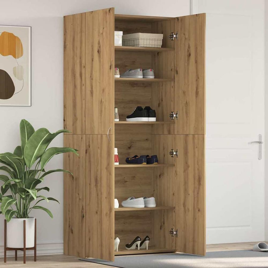 Shoe Cabinet Engineered Wood Brown in Artisan Oak