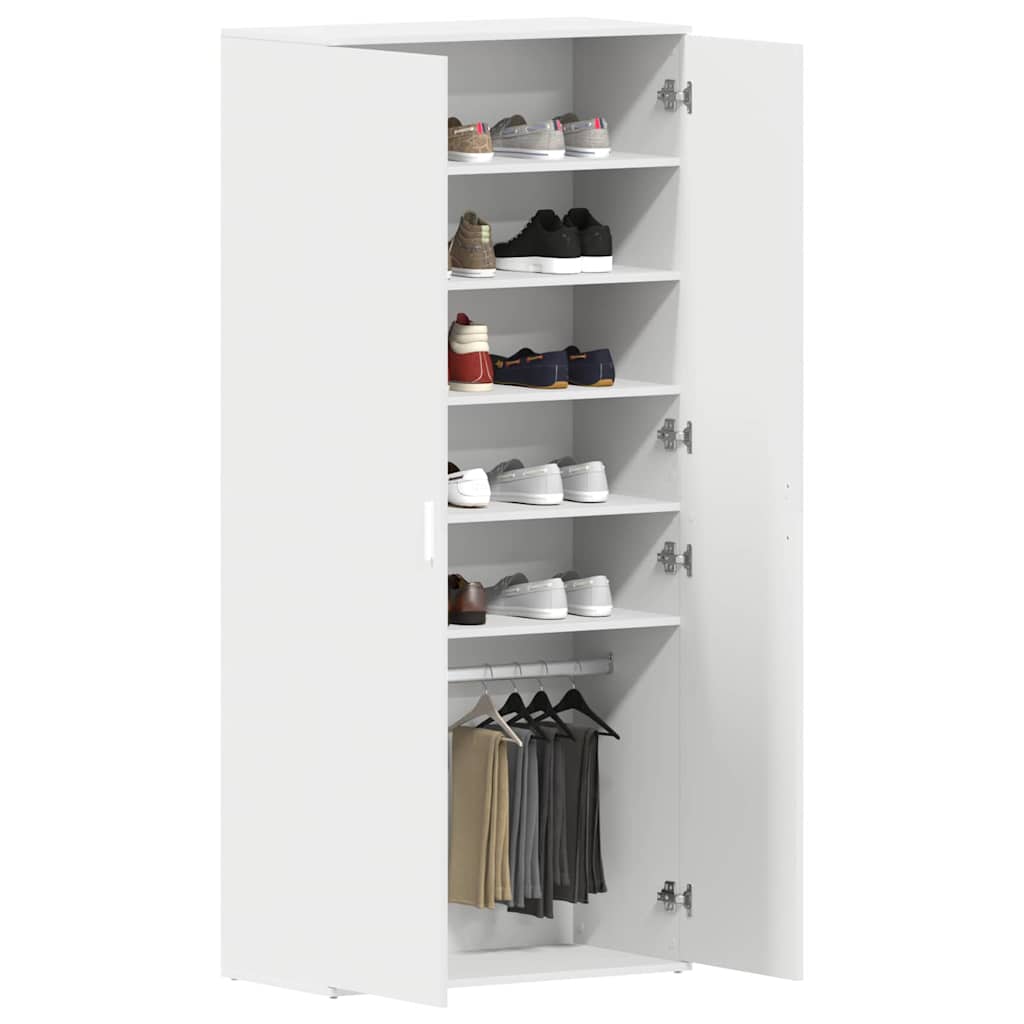 vidaXL Shoe Cabinet 80 x 39 x 178 cm Engineered Wood White 3