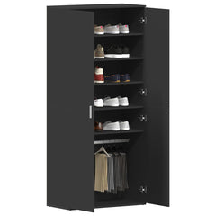 vidaXL Shoe Cabinet 80 x 39 x 178 cm Engineered Wood Black 3