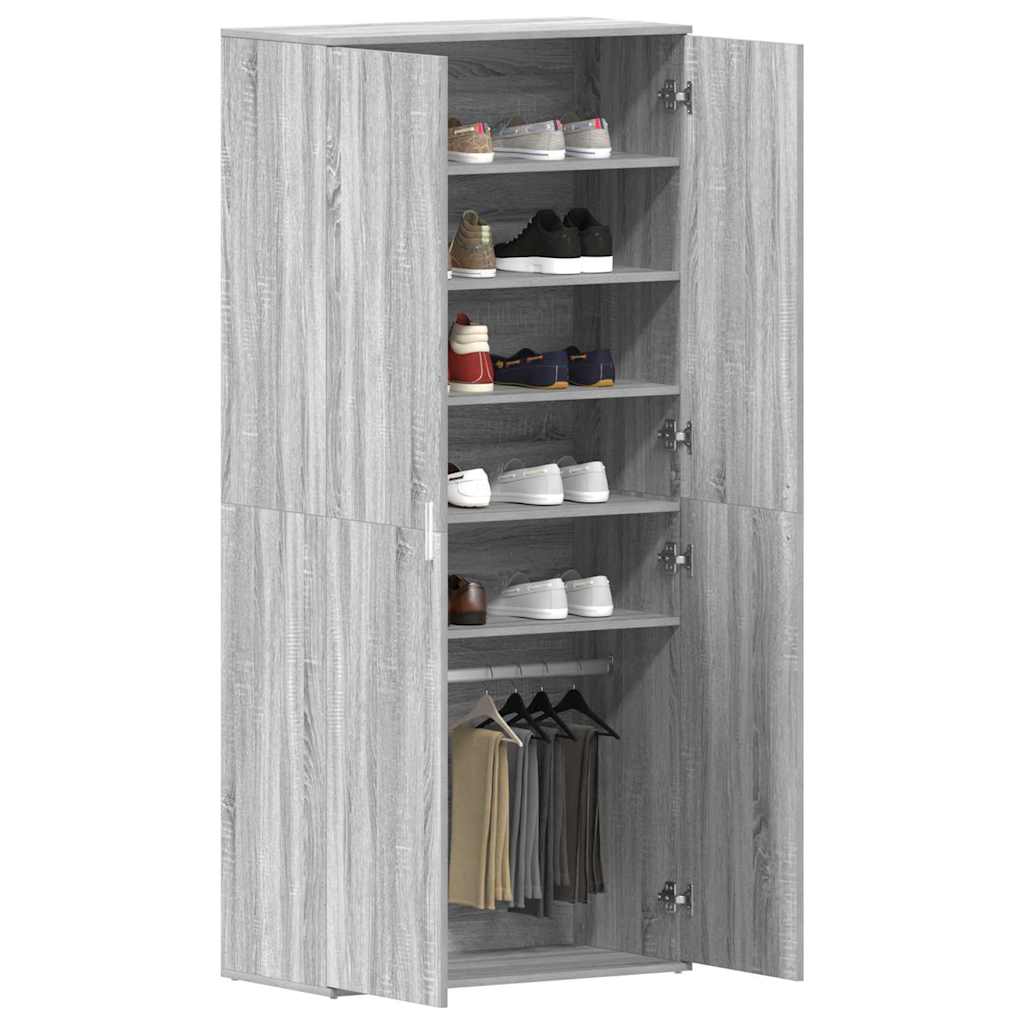 vidaXL Shoe Cabinet 80 x 39 x 178 cm Engineered Wood Grey Sonoma 3