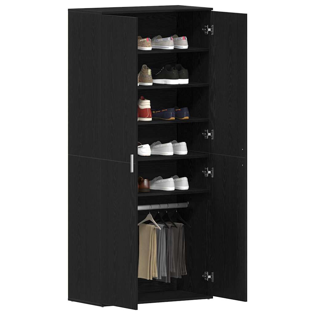 vidaXL Shoe Cabinet 80 x 39 x 178 cm Engineered Wood Black Oak 3