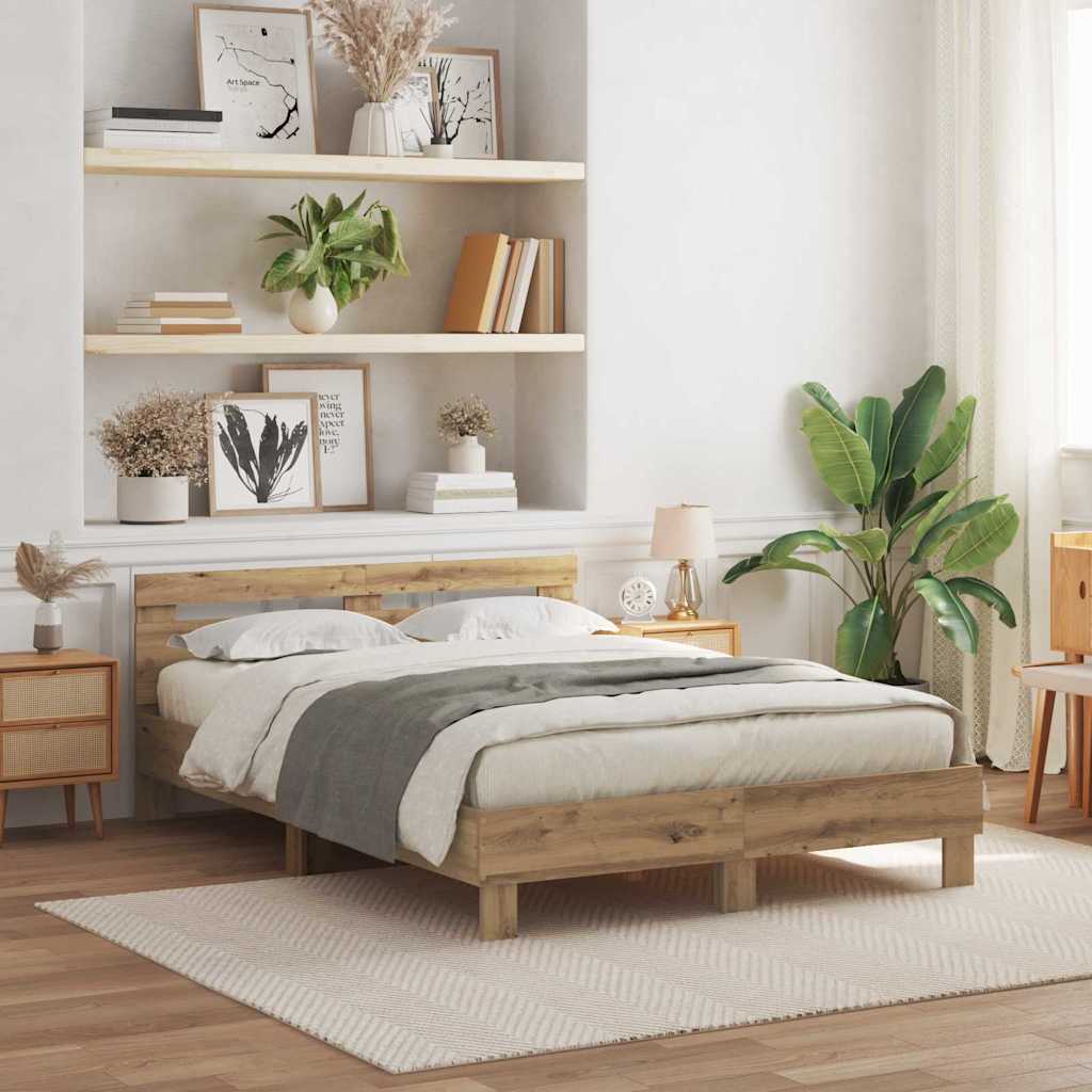 Bed Frame Engineered Wood Artisan Oak 150 x 200 cm