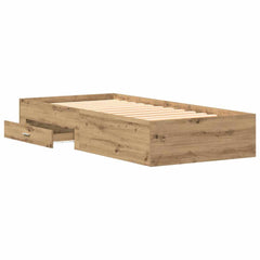 Bed Frame with Drawer Engineered Wood Length 200 cm Artisan Oak 90 cm