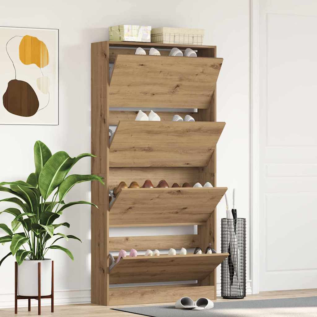 vidaXL Shoe Cabinet 80 x 21 x 163.5 cm Engineered Wood Artisan Oak 1