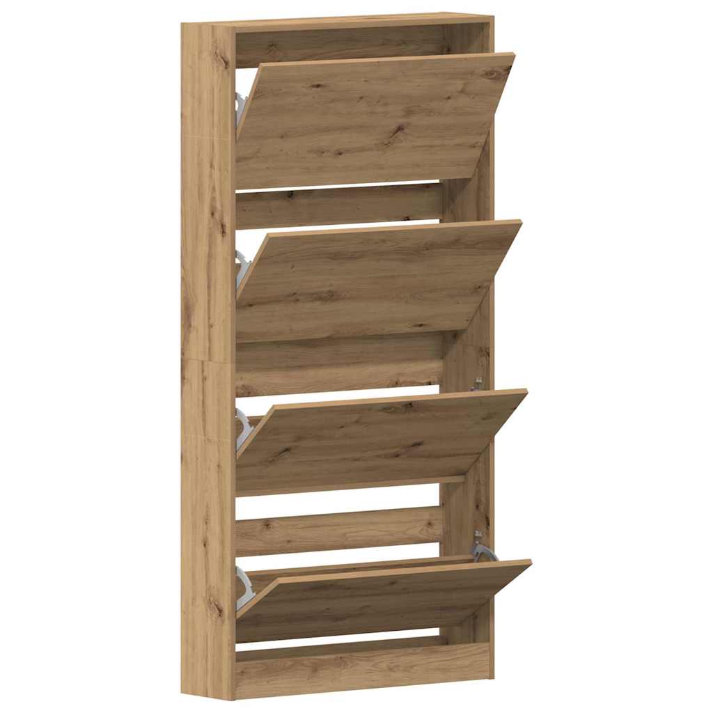 vidaXL Shoe Cabinet 80 x 21 x 163.5 cm Engineered Wood Artisan Oak 5