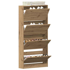vidaXL Shoe Cabinet 80 x 21 x 163.5 cm Engineered Wood Artisan Oak 3