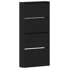 vidaXL Shoe Cabinet 80 x 21 x 163.5 cm Engineered Wood Black Oak 2