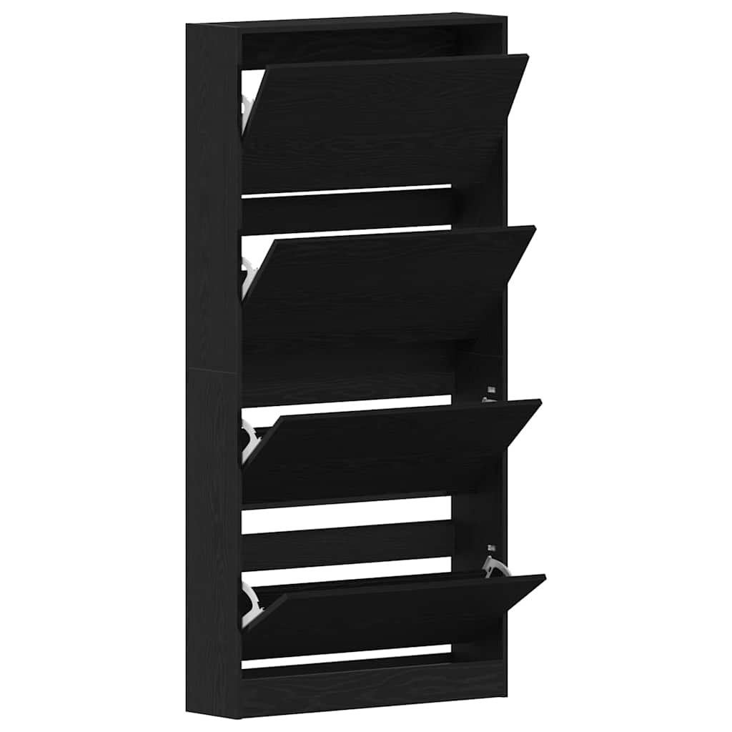 vidaXL Shoe Cabinet 80 x 21 x 163.5 cm Engineered Wood Black Oak 5