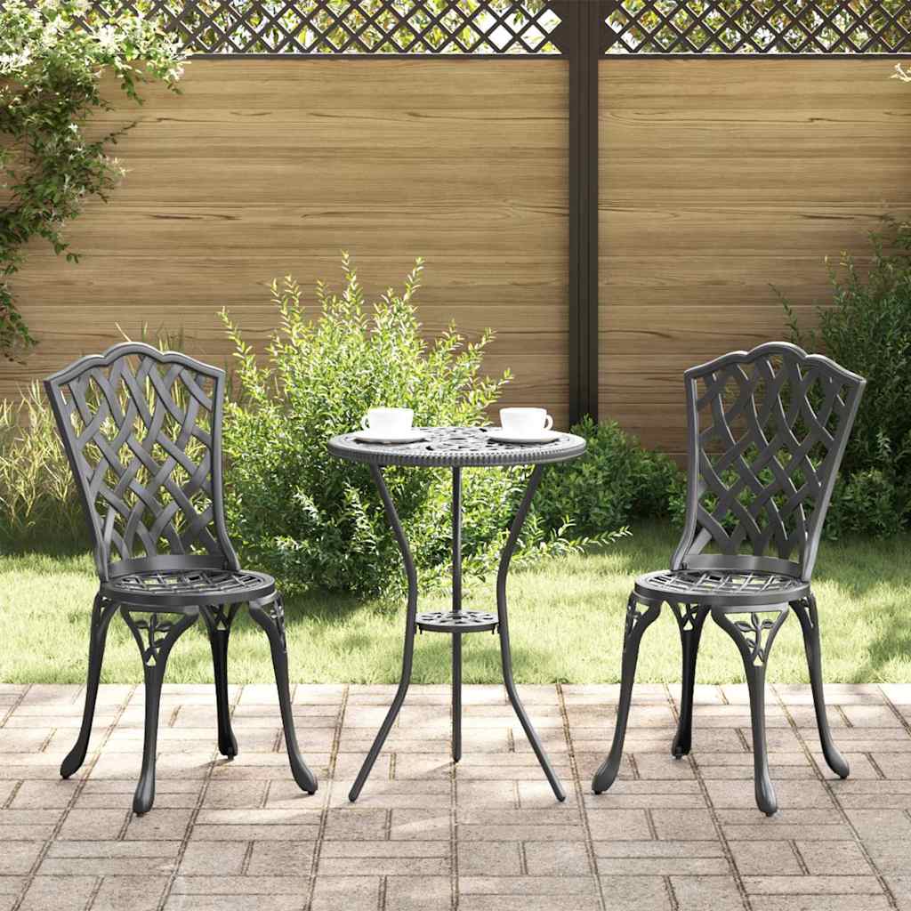 Garden Bistro Set 3 pcs Aluminium Black