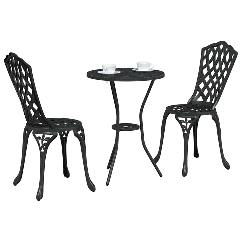Garden Bistro Set 3 pcs Aluminium Black