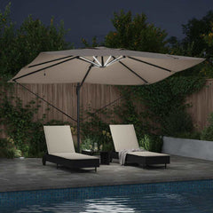 vidaXL Umbrella 352 x 251 x 265 cm Polyester and Aluminium Taupe 4