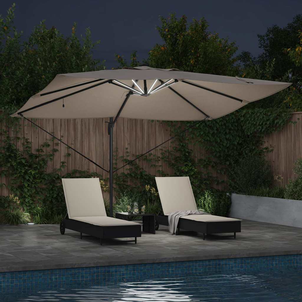 vidaXL Umbrella 352 x 251 x 265 cm Polyester and Aluminium Taupe 4