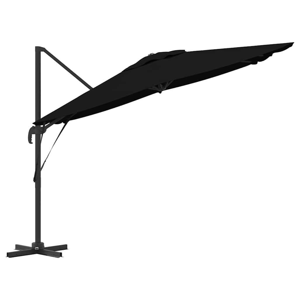 vidaXL Roma Parasol Black 286 x 284 x 265 cm Aluminium and Polyester 6