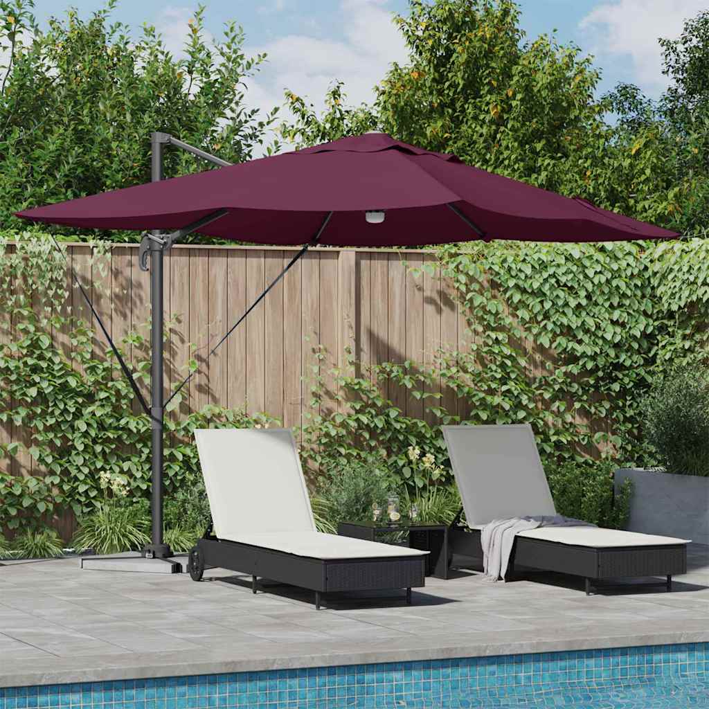 vidaXL Umbrella with LED Strip Lights Bordeaux Red 351 x 250 x 253 cm 1