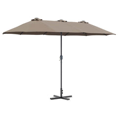 vidaXL Garden Parasol 370 x 197 x 239 cm Polyester and Aluminium Taupe 2