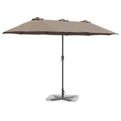 vidaXL Garden Parasol 370 x 197 x 239 cm Polyester and Aluminium Taupe 3