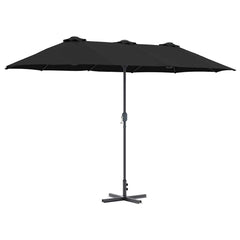 vidaXL Garden Parasol 370 x 197 x 239 cm Polyester and Aluminium Black 2