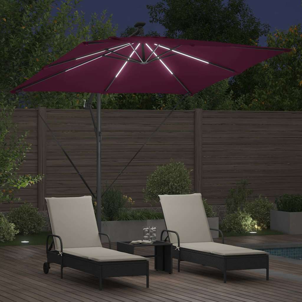 vidaXL Umbrella with LED Strip Lights Bordeaux Red 249 x 249 x 250 cm 4