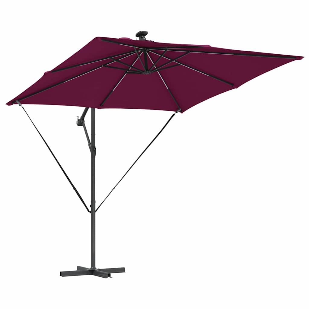 vidaXL Umbrella with LED Strip Lights Bordeaux Red 249 x 249 x 250 cm 5